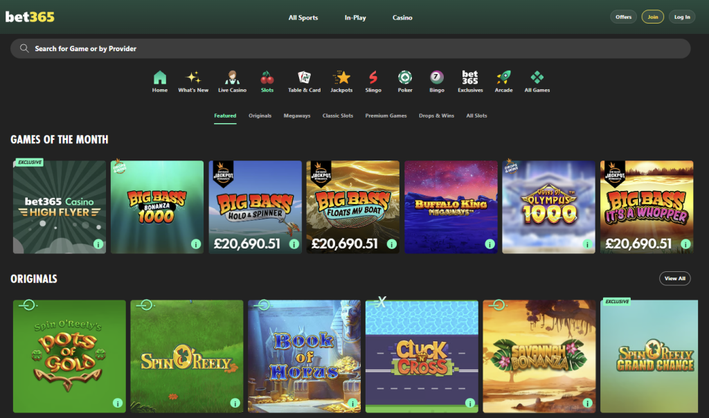 Main bet365 Games at bet365 Casino UK