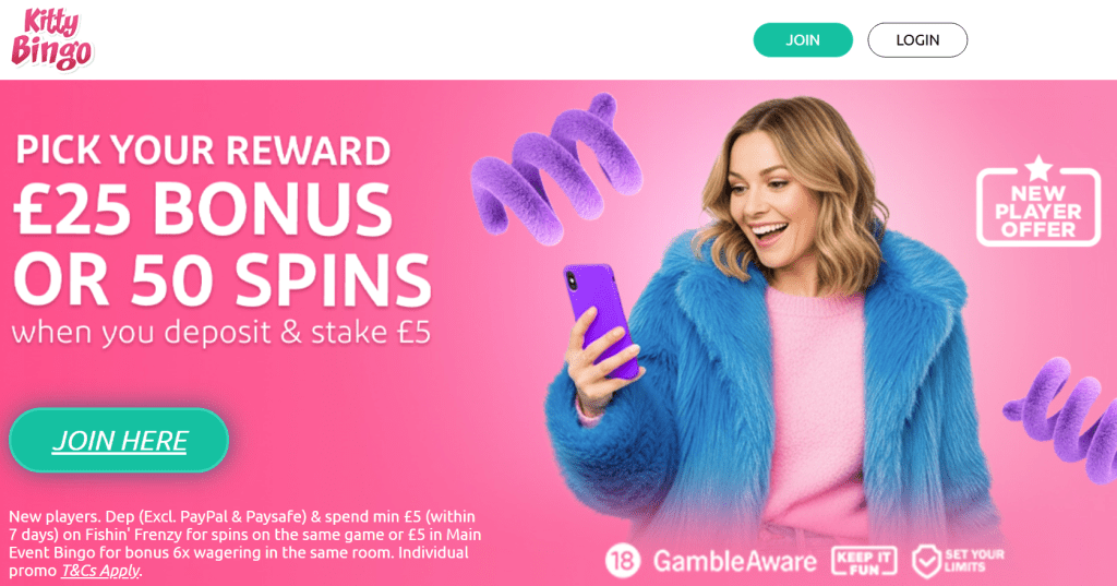 Minimum £5 Offer: Kitty Bingo (£5 Spend → £25 Bingo Bonus)