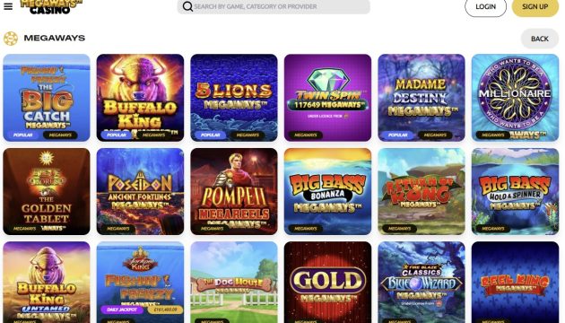 Megaways slots at an online casino