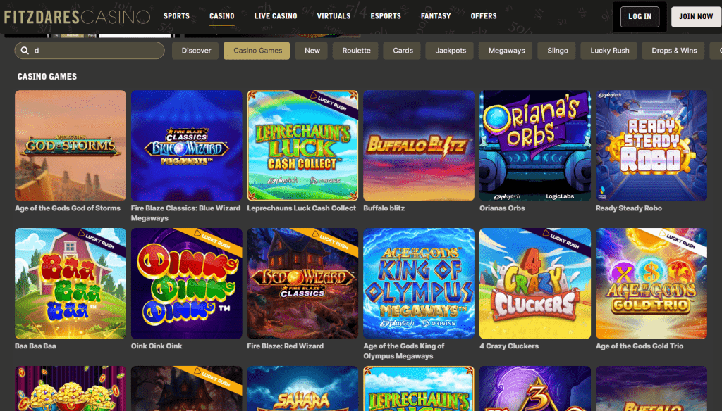 Fitzdares Casino Games UK