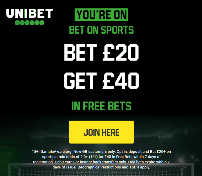 Unibet free bet bonus