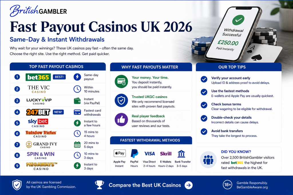 casinos with fast withdrawals overview
