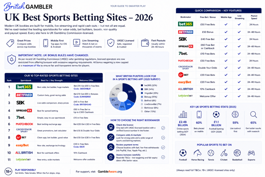 Top UK Sports Betting Sites 2026 – Best Bookmakers, Apps & Odds