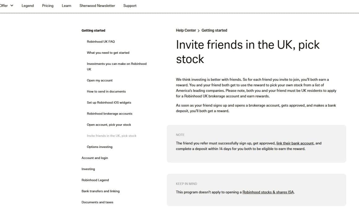 Robinhood UK Reward Bonus