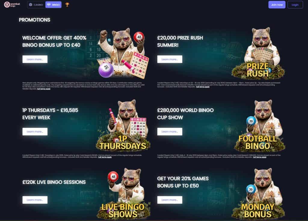 All WombatBingo Promotions