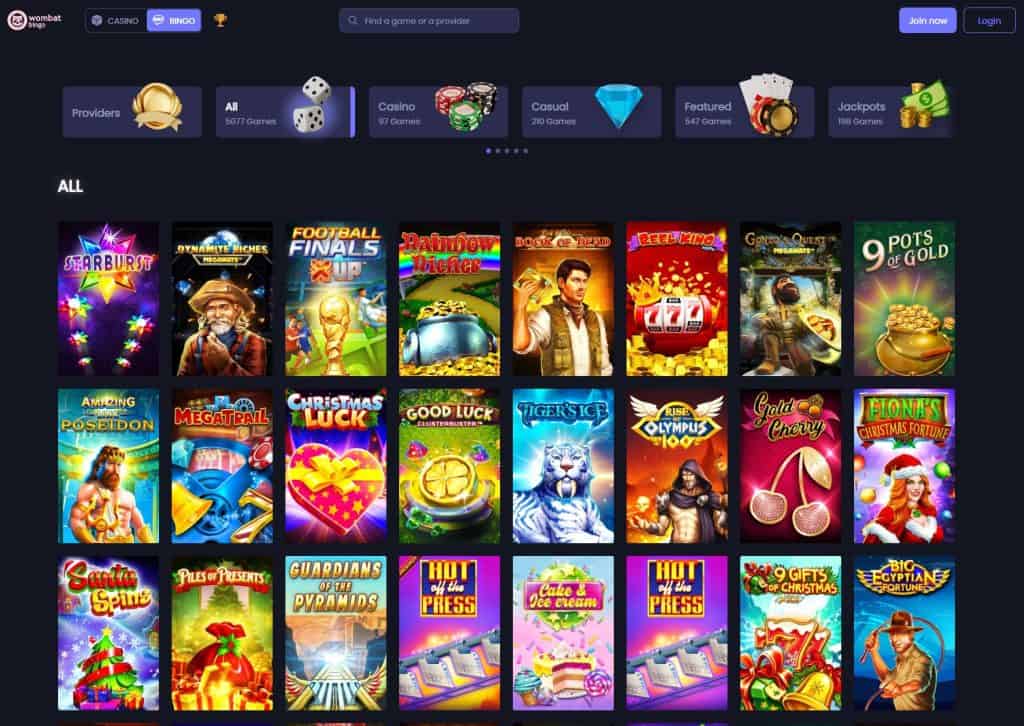 wombat bingo games and slots