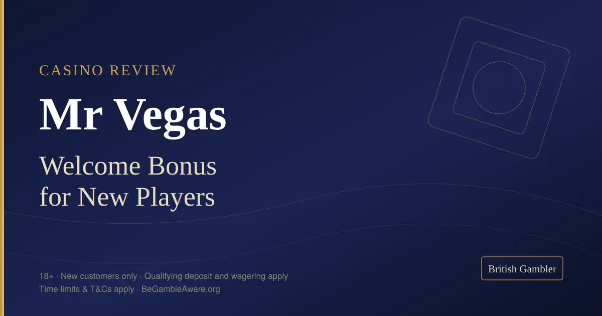 British Gambler casino review card for Mr Vegas Casino: welcome bonus for new UK players